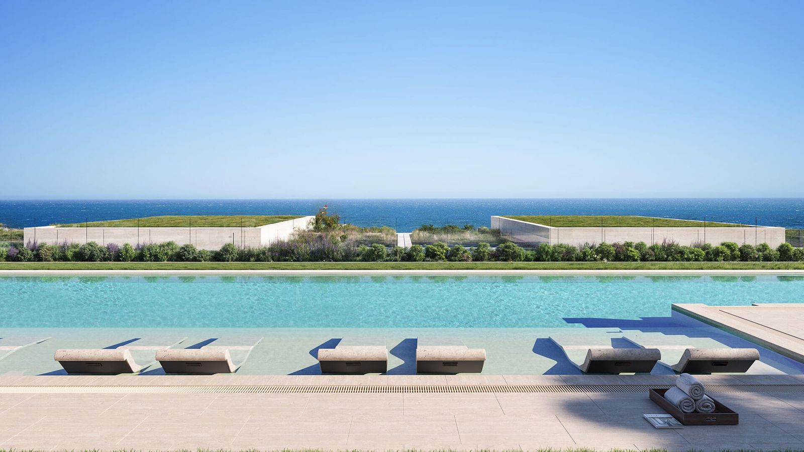 Luxe zwembad met uitzicht op zee in Nubay